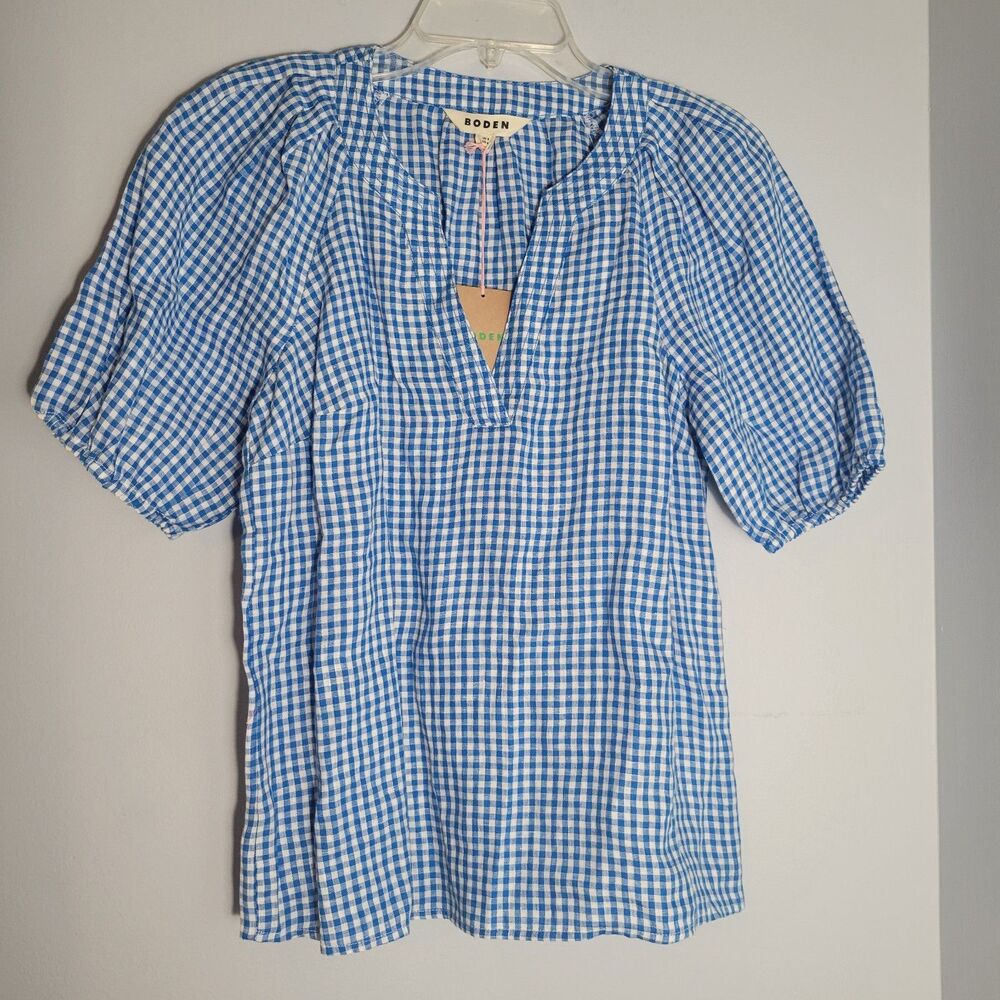Boden NWT Women’s Split Neck Linen Blouse Retail $189 Size US 4